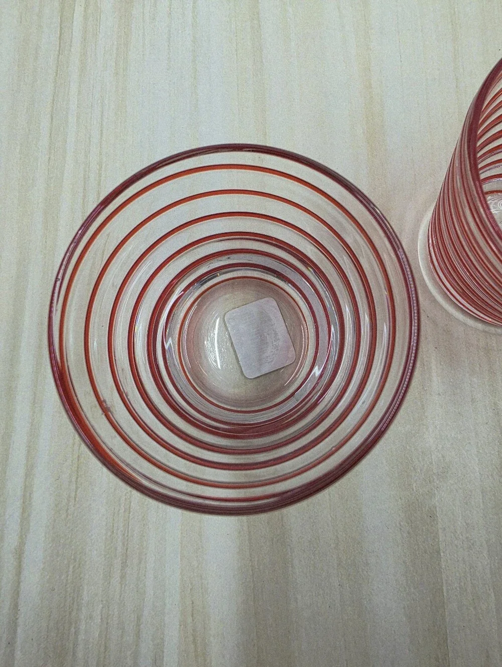 Crate & Barrel Red Swirl Glass Votive Candle Holder Set Of 2